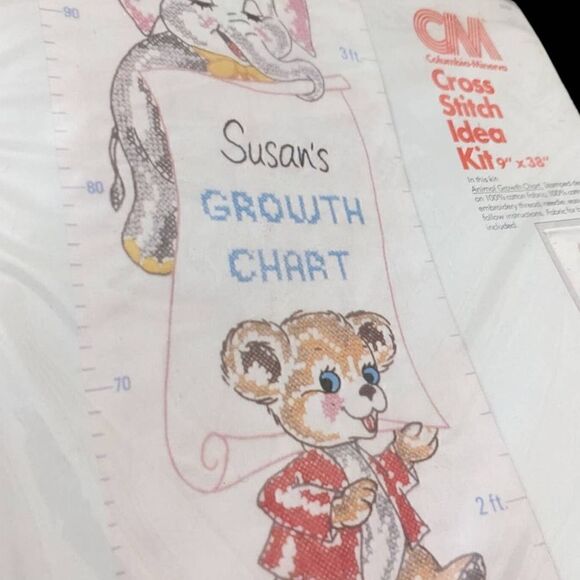 Columbia Minerva Cross Stitch Ideas Kit‎ Growth Chart 9x38 Vintage 70s USA Made - Picture 3 of 5